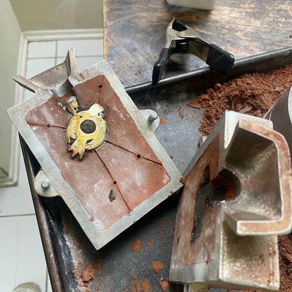 Turquoise and sterling sand casted eagle cuff bracelet - Picture 5 of 16